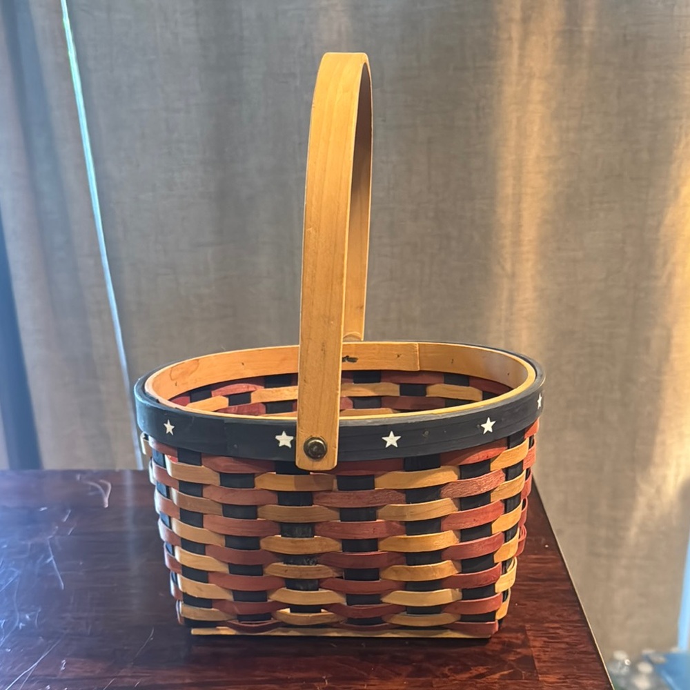 Patriotic Star flag Woven Basket with Handle